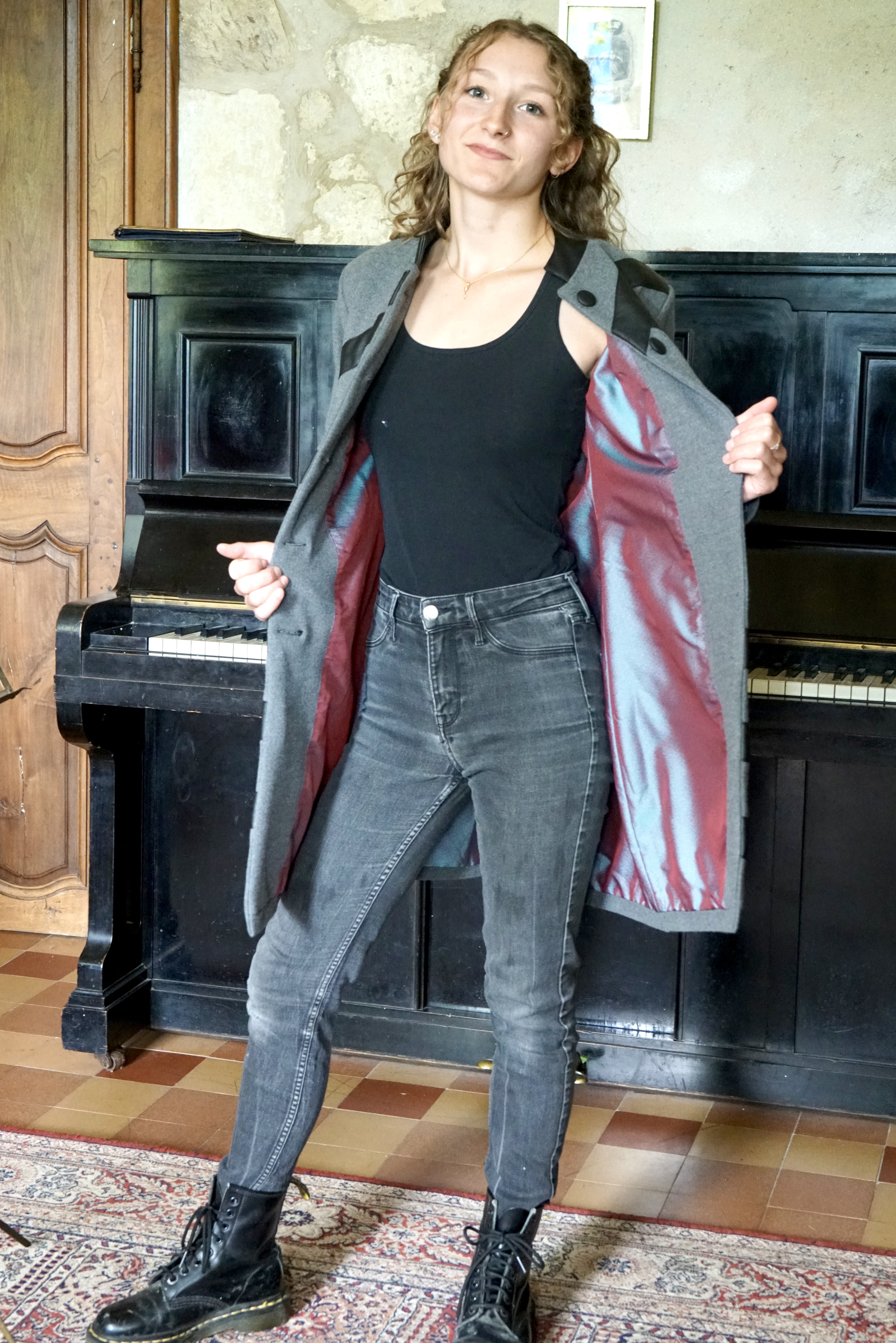 Silky lining of cashmere coat